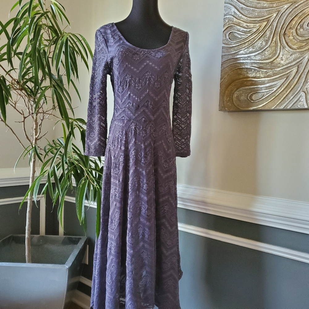 Jessica Simpson Charcoal Lace Maternity Dress